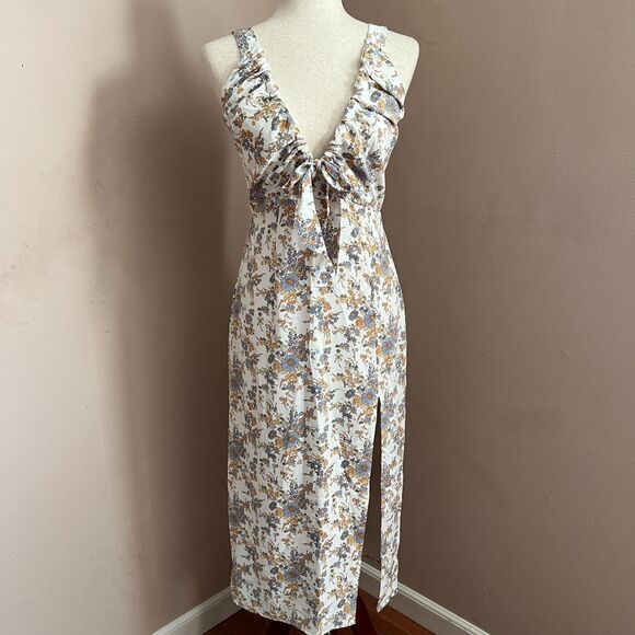 Abercrombie & Fitch Dresses & Skirts - NWT Abercrombie & Fitch Floral Midi Dress Tie Front Sleeveless‎ Cottagecore Sz S